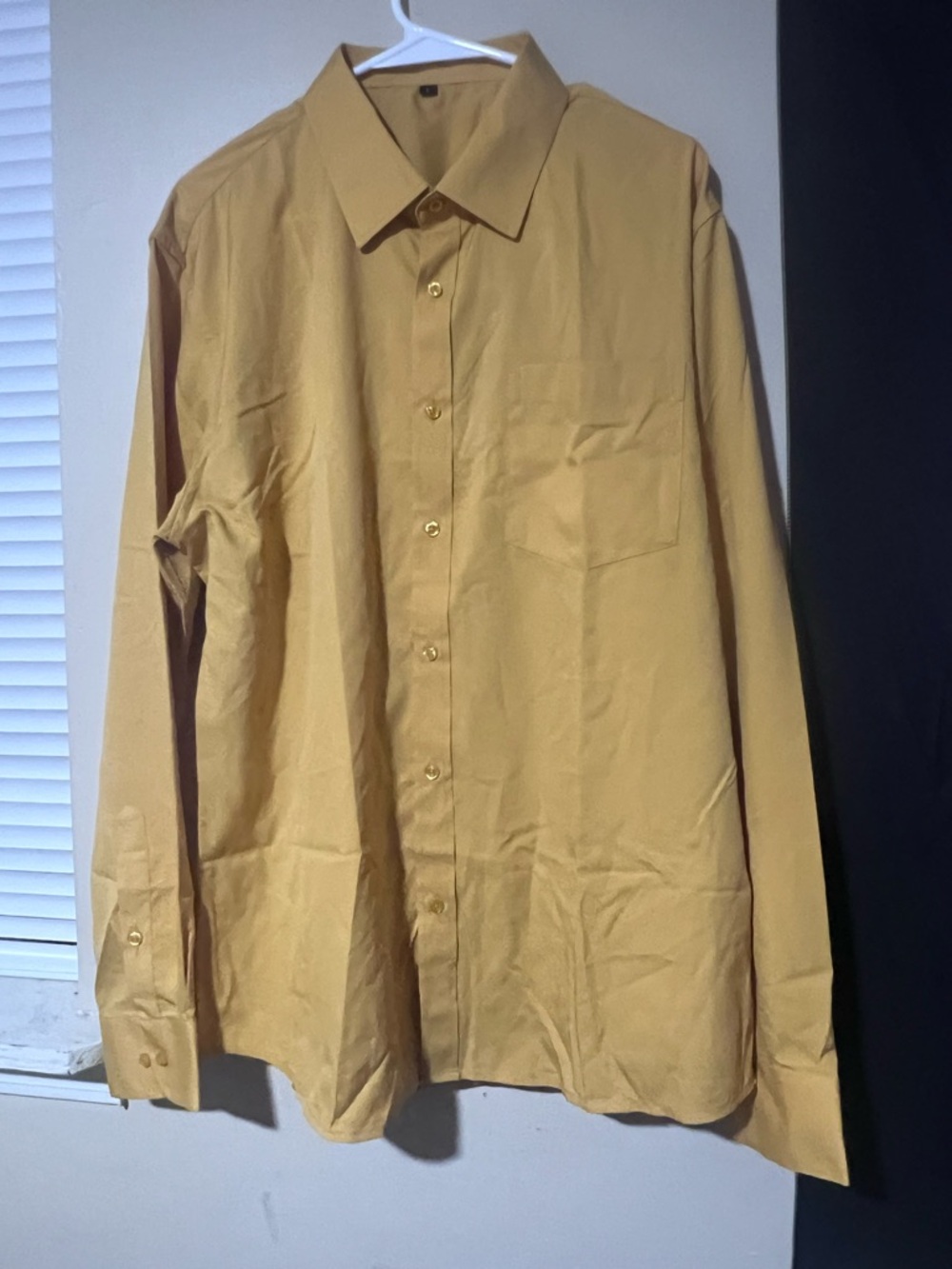 SHEIN Men's Long-Sleeve Button-Up Shirt in Mustard Yellow